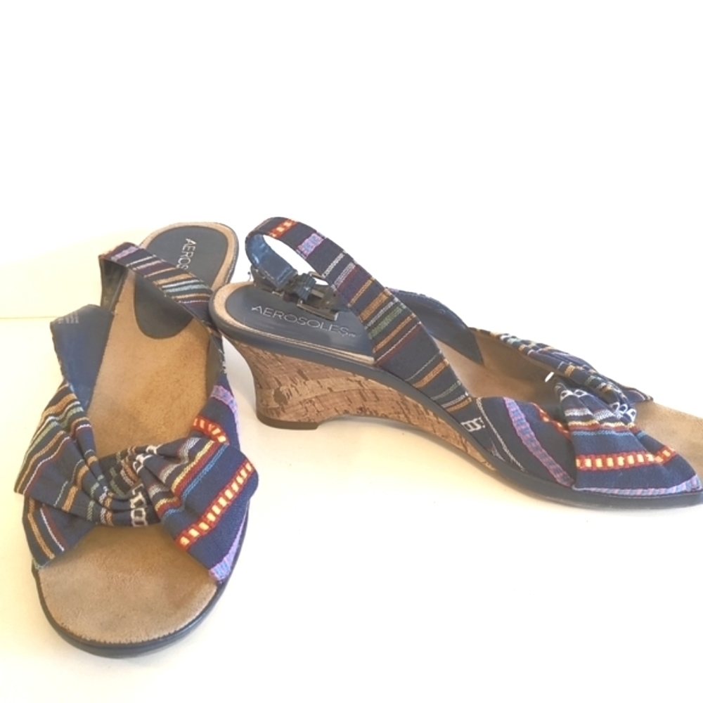 Aerosoles fabric open toe wedge sandal Zenthusiasm